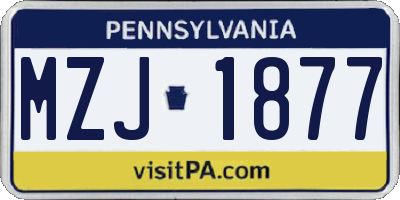PA license plate MZJ1877