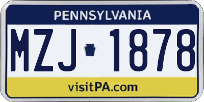 PA license plate MZJ1878
