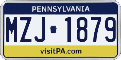 PA license plate MZJ1879