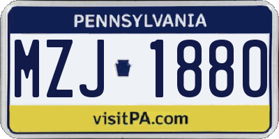 PA license plate MZJ1880