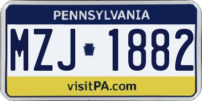 PA license plate MZJ1882