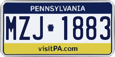 PA license plate MZJ1883
