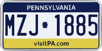 PA license plate MZJ1885