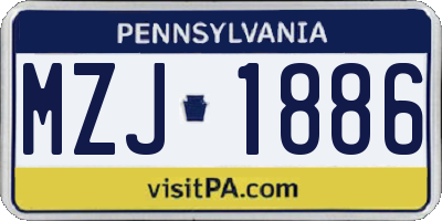 PA license plate MZJ1886