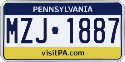 PA license plate MZJ1887