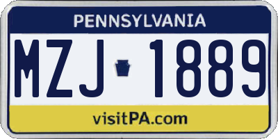PA license plate MZJ1889