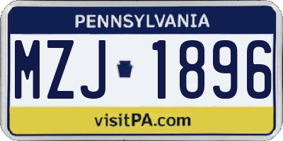 PA license plate MZJ1896