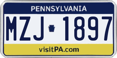PA license plate MZJ1897