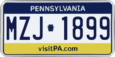 PA license plate MZJ1899