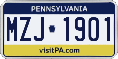 PA license plate MZJ1901