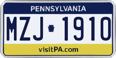 PA license plate MZJ1910