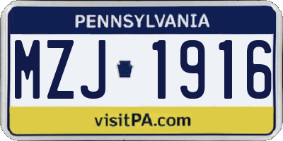 PA license plate MZJ1916