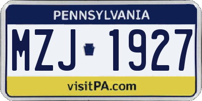 PA license plate MZJ1927