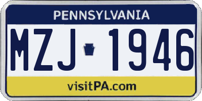 PA license plate MZJ1946