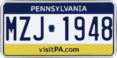 PA license plate MZJ1948