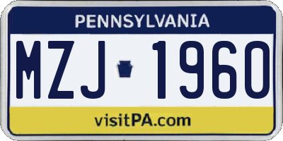 PA license plate MZJ1960
