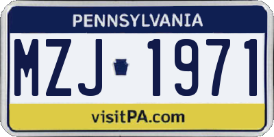 PA license plate MZJ1971