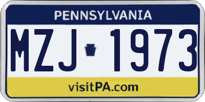 PA license plate MZJ1973