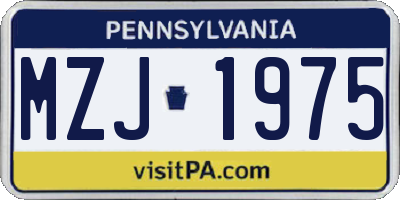 PA license plate MZJ1975