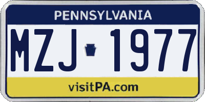 PA license plate MZJ1977