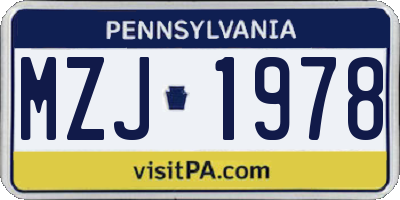 PA license plate MZJ1978