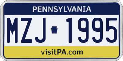 PA license plate MZJ1995