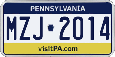PA license plate MZJ2014