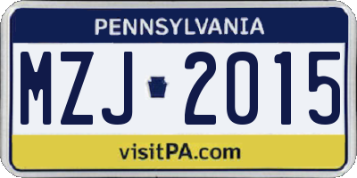 PA license plate MZJ2015