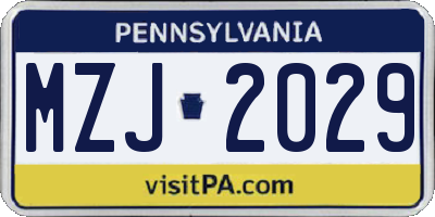 PA license plate MZJ2029