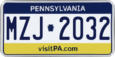 PA license plate MZJ2032