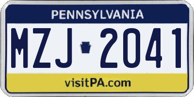 PA license plate MZJ2041