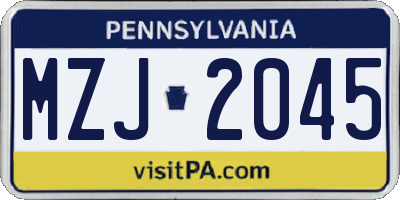 PA license plate MZJ2045