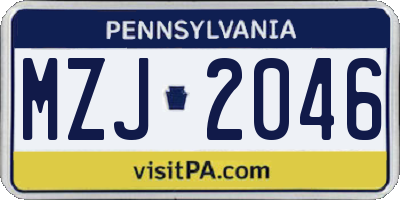 PA license plate MZJ2046