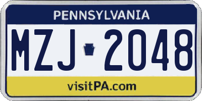 PA license plate MZJ2048