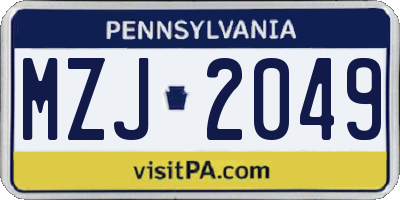 PA license plate MZJ2049