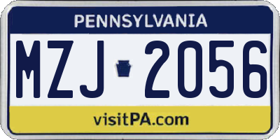 PA license plate MZJ2056