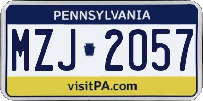 PA license plate MZJ2057