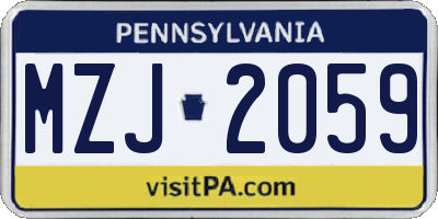 PA license plate MZJ2059