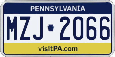 PA license plate MZJ2066