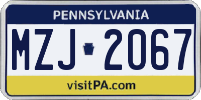 PA license plate MZJ2067