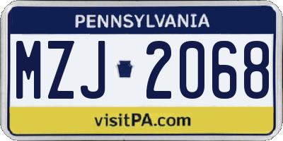 PA license plate MZJ2068