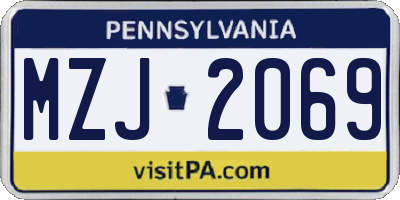 PA license plate MZJ2069