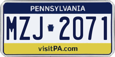 PA license plate MZJ2071