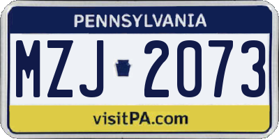PA license plate MZJ2073