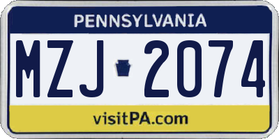 PA license plate MZJ2074