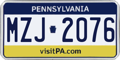 PA license plate MZJ2076