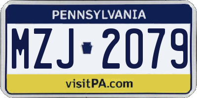 PA license plate MZJ2079