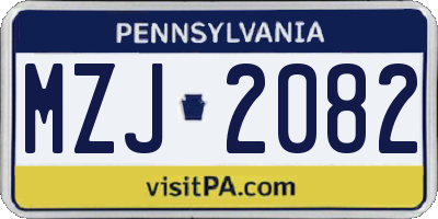 PA license plate MZJ2082