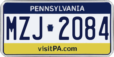 PA license plate MZJ2084