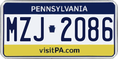 PA license plate MZJ2086